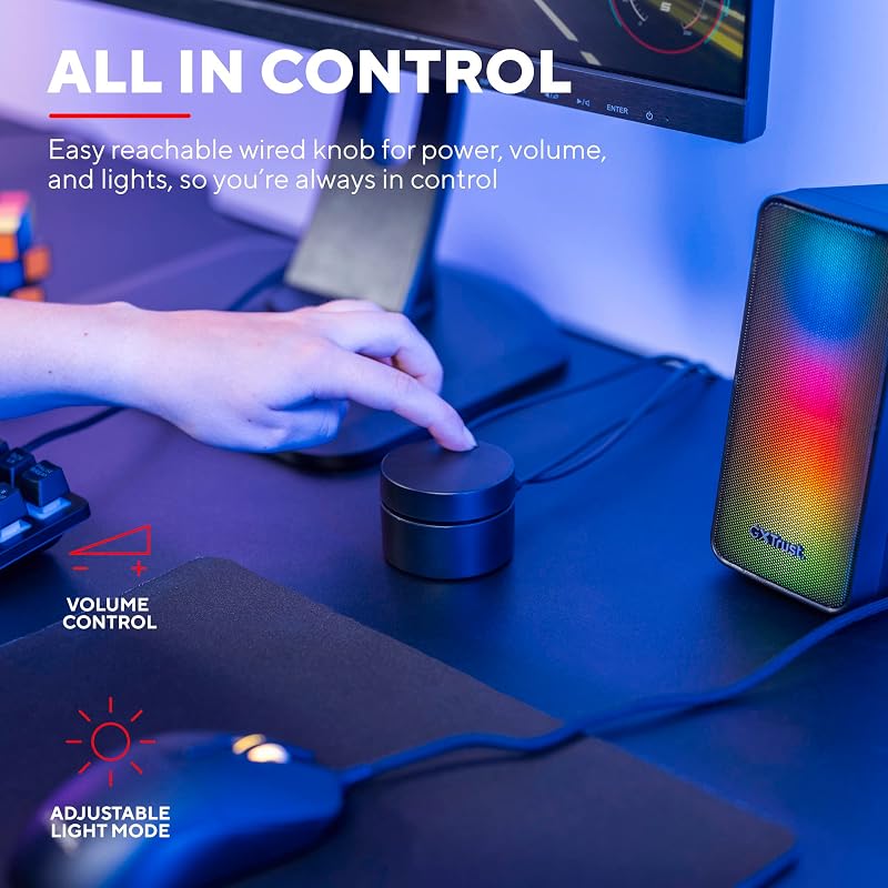 Wezz 2.0 Casse PC Gaming con Illuminazione LED RGB, 12W (6W RMS)