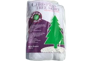 Buffalo Snow One Pack Sparkle-Tex (60 Inches) Multi-Colored Glittering Christmas Tree Skirts- (Item# 51789) White