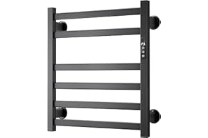 Electric Towel Warmer Wall Mounted, 6 Bar Heated Towel Rack with Intelligent Timer & Temp Control, Plug-in/Hardwire, Left and