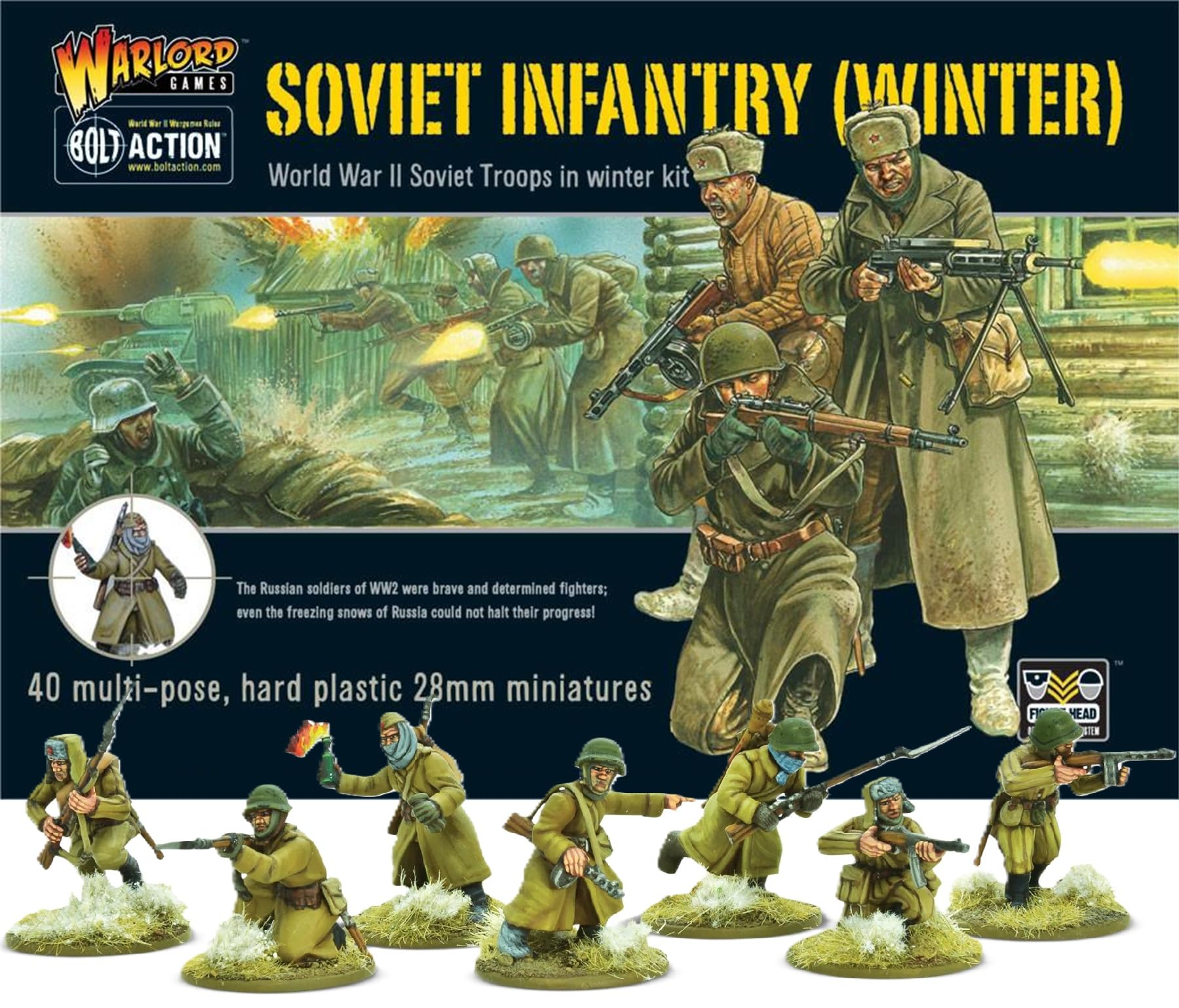 Warlord Games Soviet Army Winter Infantary - 28mm Scale Plastic Miniatures for Bolt Action Highly Detailed World War 2 Miniatures for Table-top Wargaming