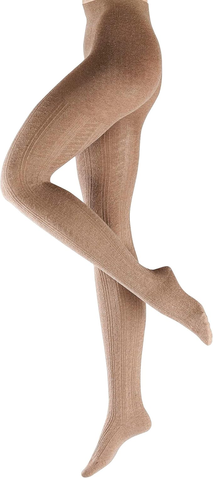 FALKE Women's Striggings Cable Tights, Brown (Nutmeg Meliert 5410), L