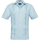 Men's Guayabera Premium Lightweight Embroidered Pleated Cuban Shirt