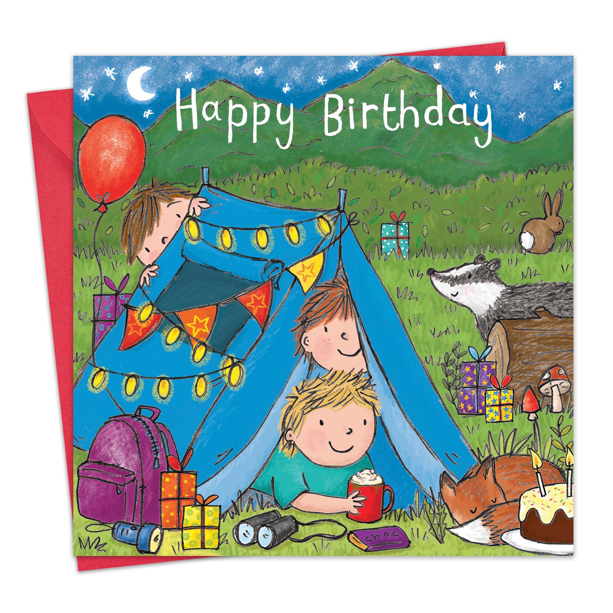 Twizler Happy Birthday Card with Camping – Boys Birthday Card – Happy Birthday Card Boy – Birthday Card For Boy – Kids Birthday Card – Childrens Birthday Cards - Boys Birthday Presents