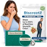 Flatulence Pads Stop Sound &amp; Odor. Men &amp; Women's Activated Carbon Gas Pads | Odor &amp; Sound Fart Eliminator Pads.Tuck-It in Your Bucket. Activated Charcoal Absorber. Flatulence Underwear Help. 30+2 Pack