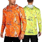 Men's UPF 50+ Sun Protection Hoodie Shirts UV SPF Hi Vis Long Sleeve Rash Guard Fishing Hiking T Shirts Quick Dry
