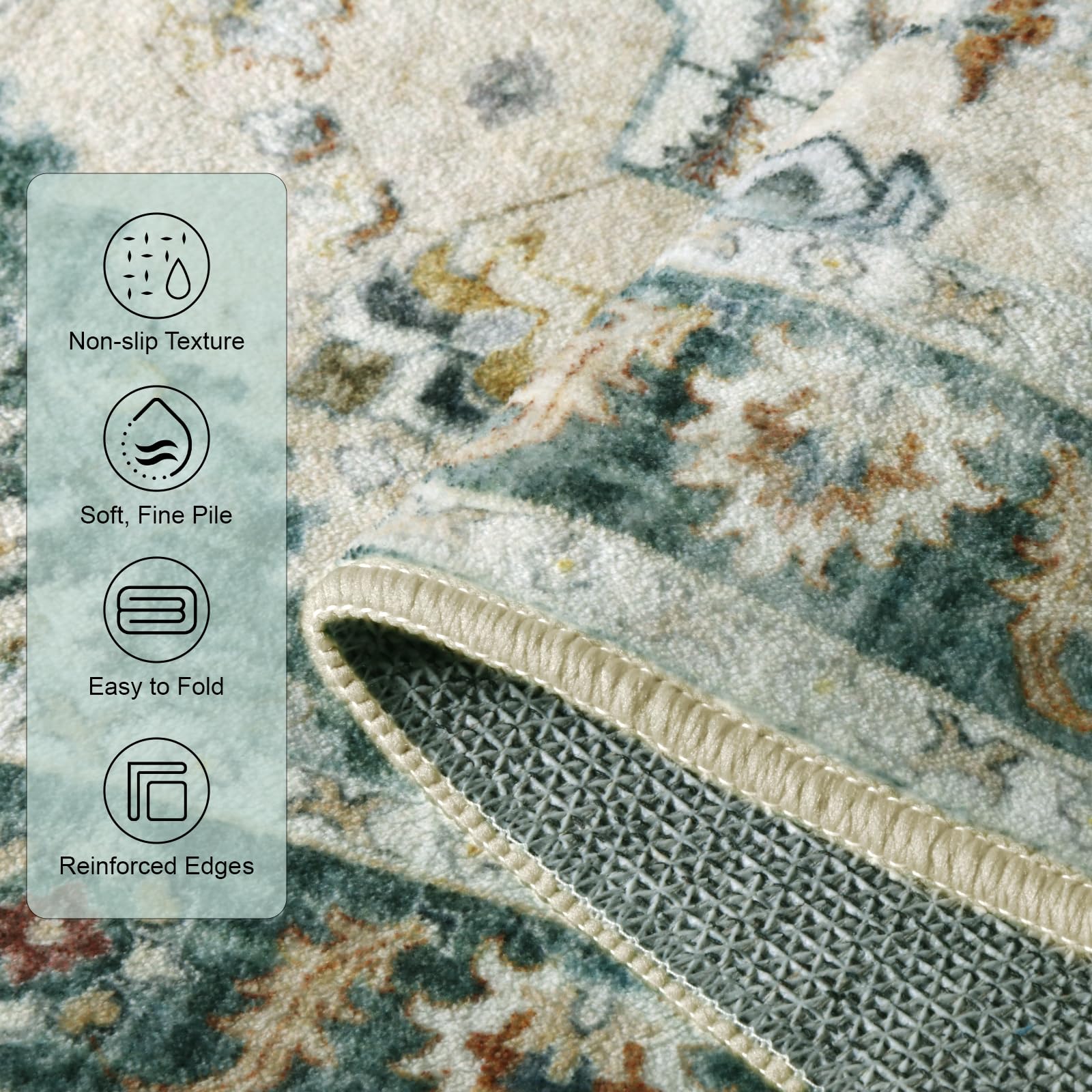 Roseek Rug Runners for Hallways Non Slip 2x6, Kitchen Rugs with Rubber Backing, Washable Vintage, Boho Area Rug for Living Room, Low Pile Distressed Rugs Carpet Runners for Bedroom, Entryway, Laundry