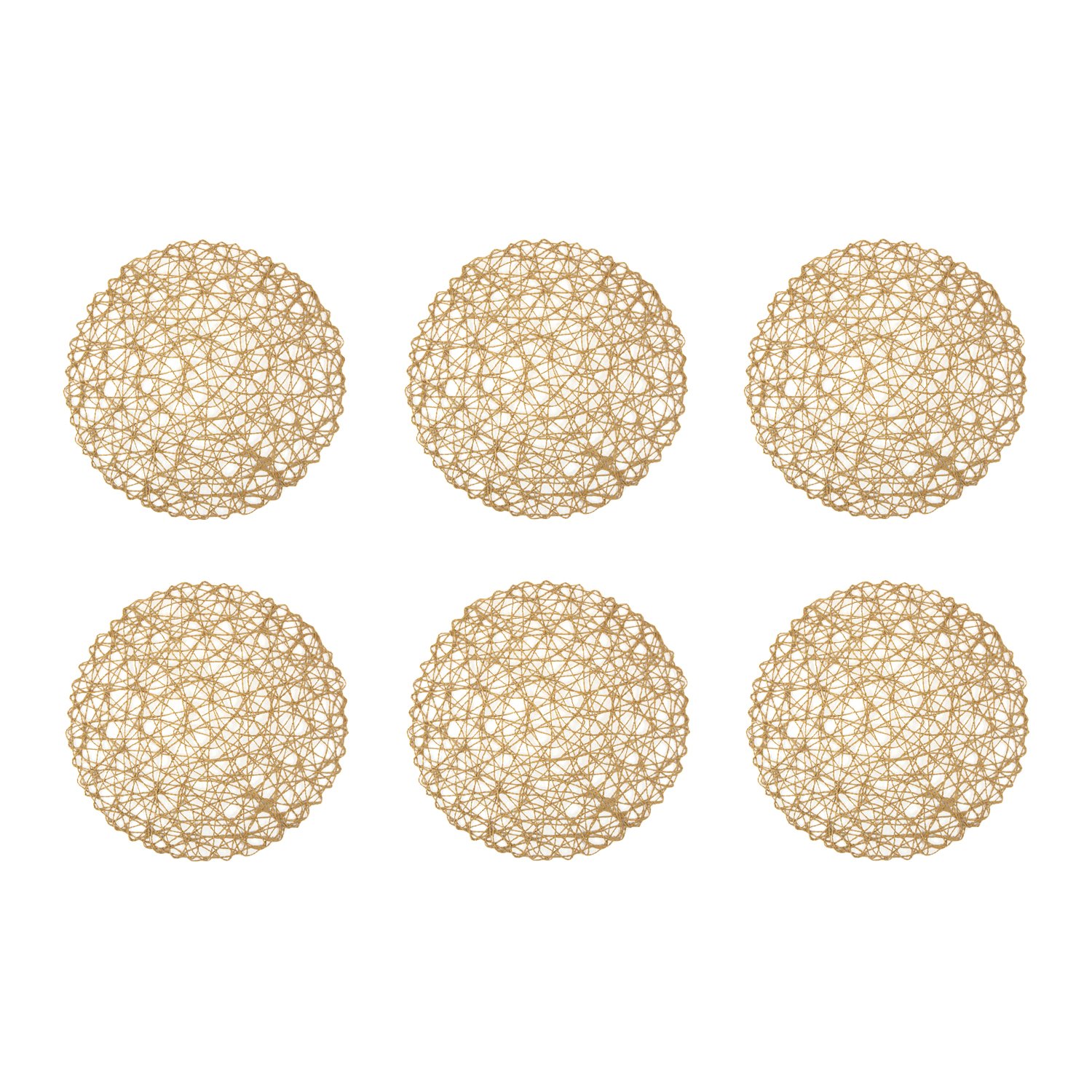 DII Woven Paper Tabletop Collection Holiday or Event Décor, Reversible Round Placemat Set, 15" Dia, Taupe, 6, Piece
