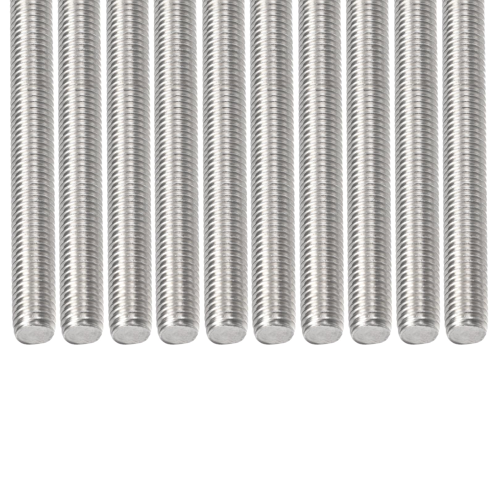 DTGN M8x1.25x80mm(DxPxL) Fully Threaded Rod - 15Pack - Good for Machinery - 304 Stainless Steel Right Hand Thread Rods Bar Studs - Silver