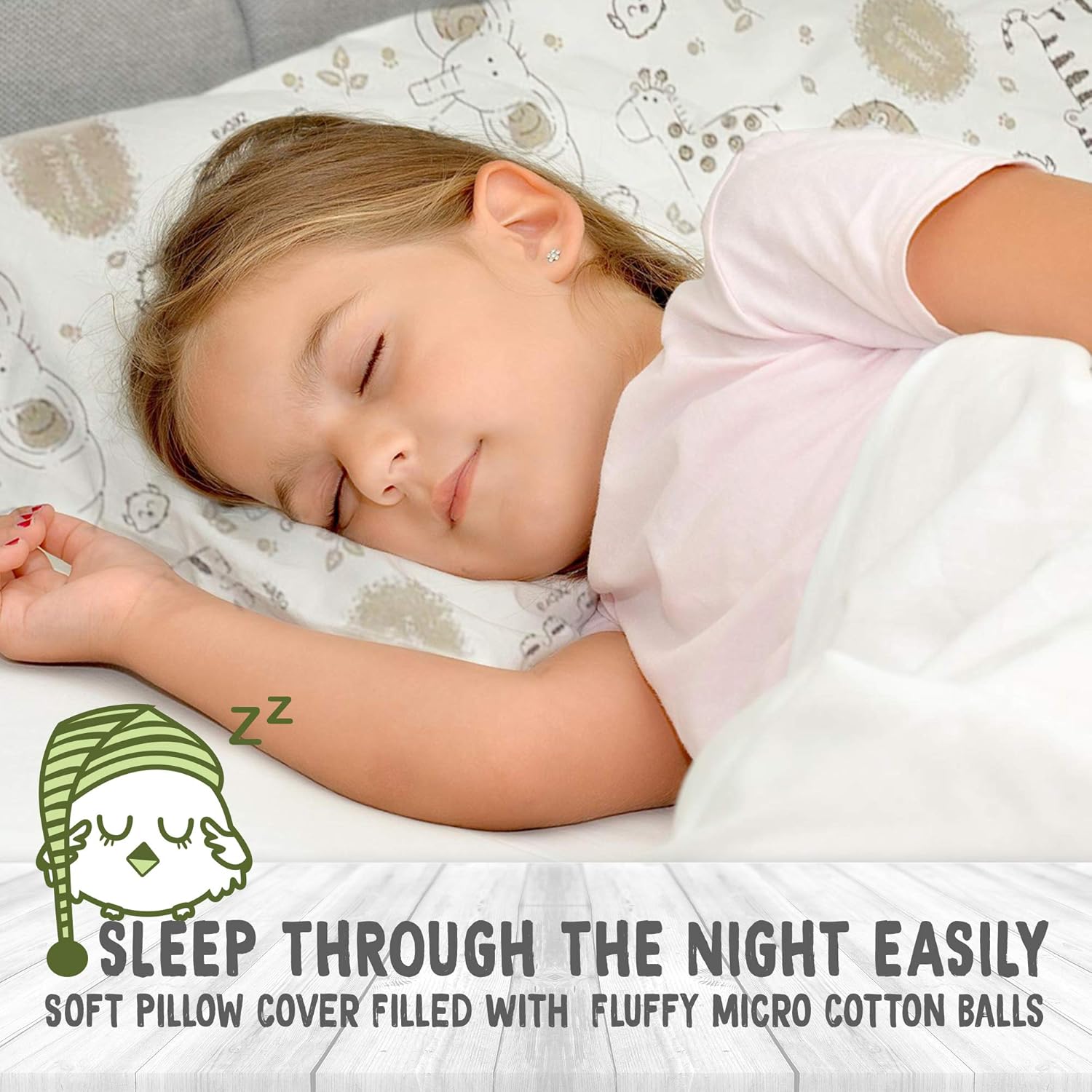 Toddler Pillow with Pillowcase - 13X18 Soft Organic Cotton Baby Pillows for Sleeping - Machine Washable - Toddlers, Kids, Infant - Perfect for Travel, Toddler Cot, Bed Set: Baby