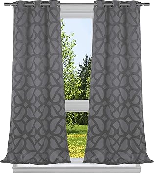 Amazon Duck River Textile 幾何学模様遮光カーテン 38x84インチ 2枚 グレー カーテン オンライン通販
