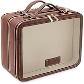 ETOILE - Large Twin Cosmetic Case Ginger Brown - Dual Compartment Cosmetic Beauty Organizer & Toiletry Case