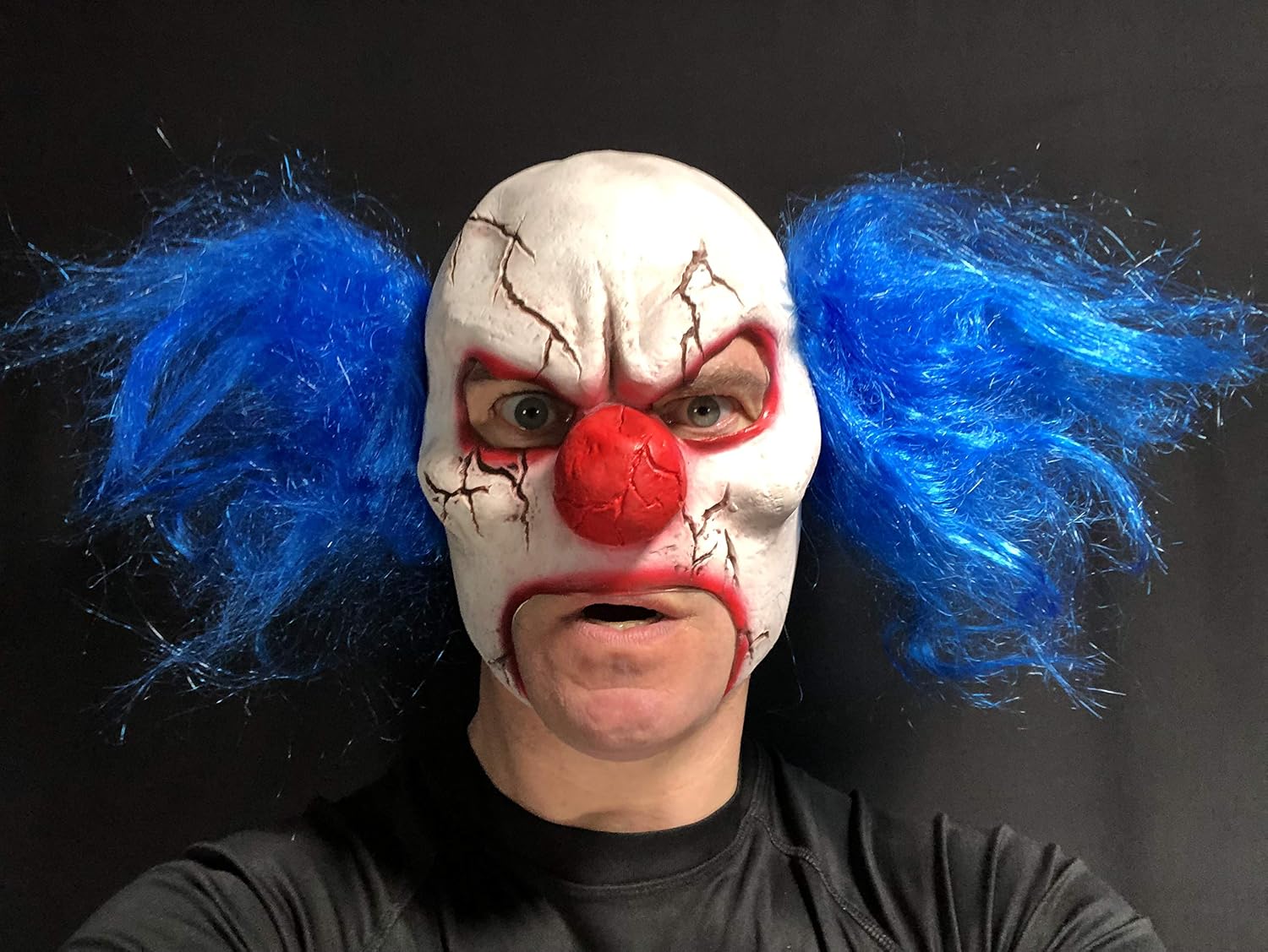 Scary Clown MASK, Johnniesfx, Open Mouth, Adult, One Size, fancy Dress, Halloween Masks, Cracked White - Image 5