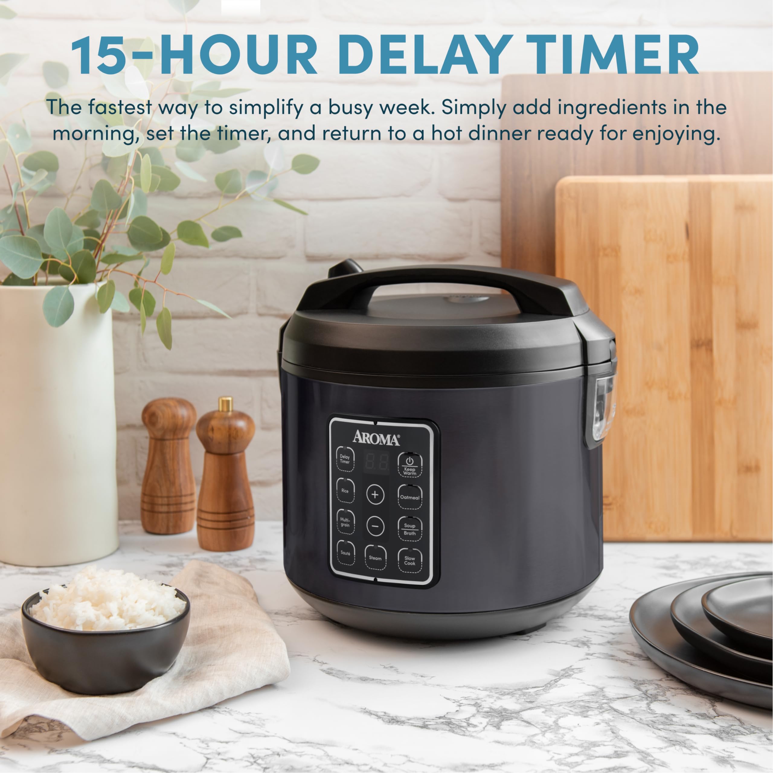 AROMA® 12-Cup (Cooked) Digital Rice & Grain Multicooker (ARC-966BD), Black
