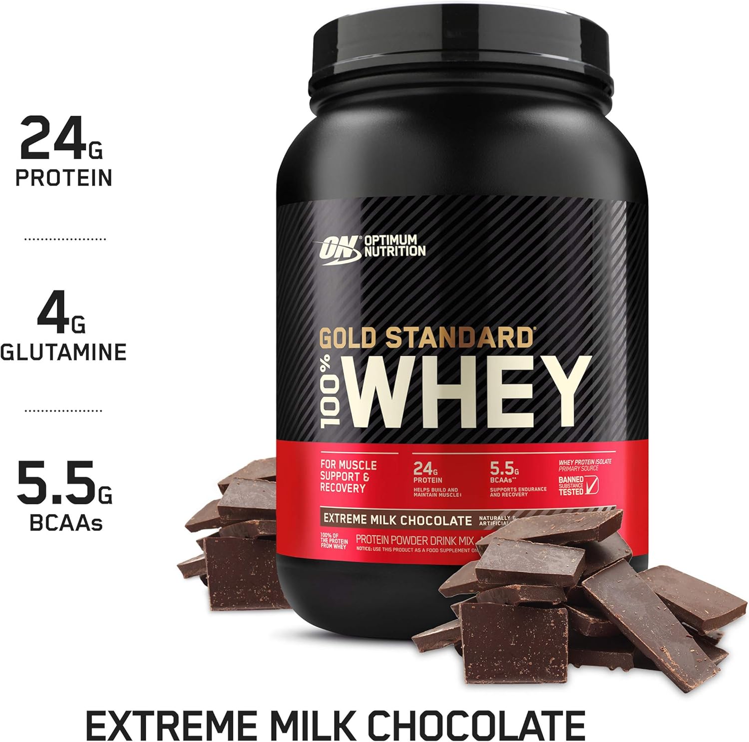 Optimum Nutrition Gold Standard 100% Whey Protein Powder, Extreme Milk Chocolate, 2 Pound (Packaging May Vary): Health & Personal Care