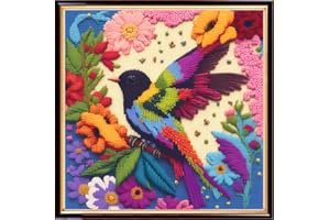 Redxing Stamped Cross Stitch Kits Embroidery kit for Beginners Adults Full Range of Embroidery Patterns Starter Kits DIY Printed Cross Stitch Kits Needlepoint Kits 11CT-Birds Flower 17.7x17.7 inch