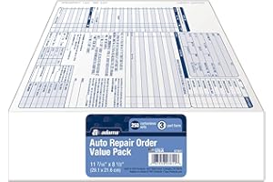 Adams Garage Repair Order Forms, 8.5 x 11 Inch, 3 Parts, 250-Count, White and Canary and White Tag (GT3811)