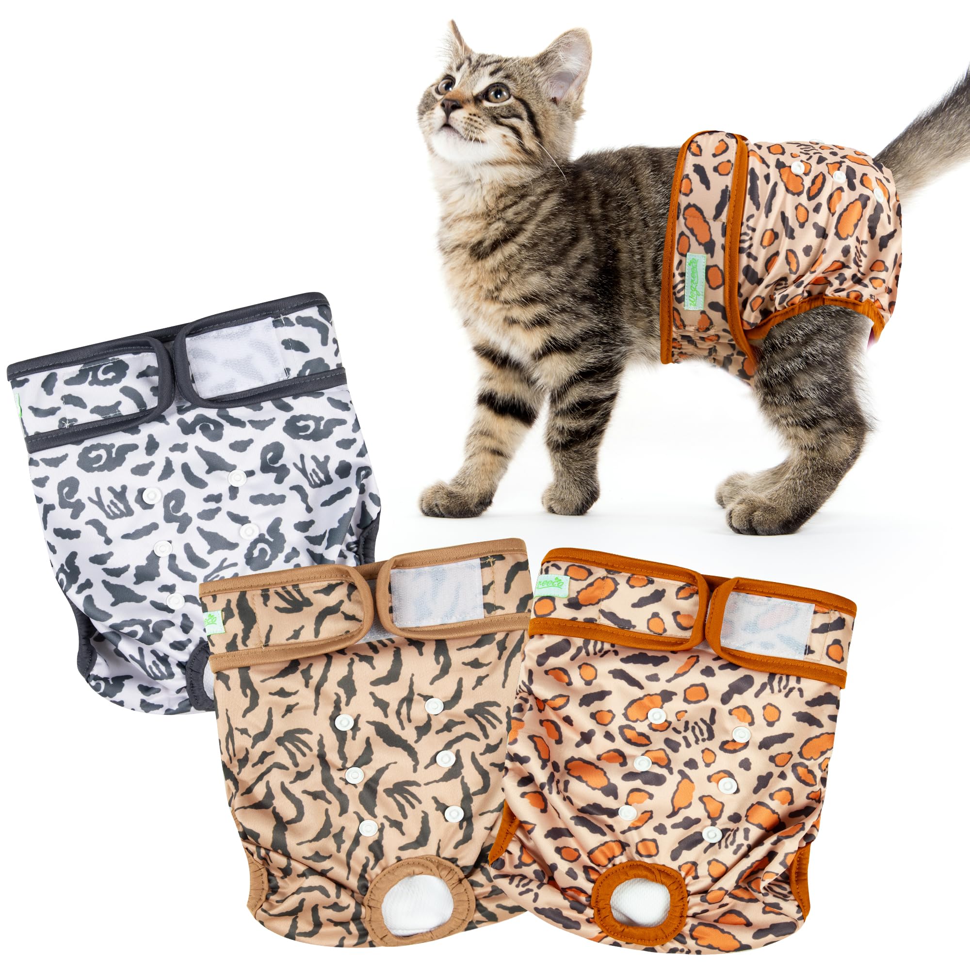 Photo 1 of Wegreeco Cat Diapers, Cat Diapers for Male Female Cats Spraying Incontinence, Reusable Adjustable Highly Absorbent (3 Pack, Small)