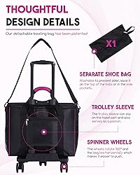 2 Ball Bowling Bag with Wheels Double Dual Bowling