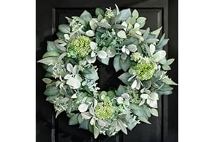 PURECOSY 24 Inch Winter Wreath for Front Door, Out Door Eucalyptus Greenery Wreath with Berries, Outdoor Green Eucalyptus Decor for Farmhouse Home