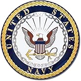 Elektroplate US Navy Crest Premium Embossed Car Decal 3.25" | Officially Licensed USN, Weatherproof Automotive Grade 3D Metallic Sticker for Water Bottle, Laptop &amp; More; Made in the USA