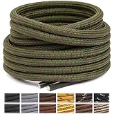 Stepace 2 Pairs Round Heavy Duty Boot Laces for Hiking and Work Boots | Reliable tie hold for boots, wear-resistant polyester weave, 10 lengths for an accurate fit, stripe and dot styles