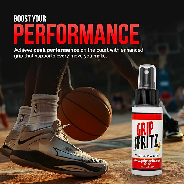 GRIP SPRITZ – BASKETBALL SHOE GRIP SPRAY – IMPROVE SOLE TRACTION & COURT GRIP – REJUVENATE & ELONGATE SNEAKER LIFE – ANTI SLIP GRIP & PERFORMANCE ENHANCER – BASKETBALL ACCESSORY