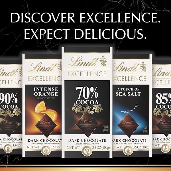 LINDT EXCELLENCE SEA SALT DARK CHOCOLATE CANDY BAR, DARK CHOCOLATE WITH A TOUCH OF SEA SALT, 3.5 OZ. BAR