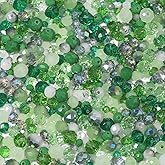 Songxi 1000pcs 4mm/6mm/8mm Green Glass Beads for Jewelry Making, 10 Style 3 Size Crystal Beads for Bracelets Jewelry Making, Spacer Beads for Keychain Making Necklace Earring DIY Arts and Crafts