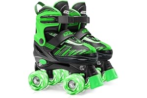 ECOO Roller Skates for Girls Boys Ages 4-12, Toddler Kids 4 Size Adjustable Light up Wheels Beginner Skates