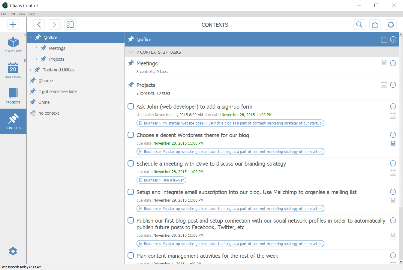 Chaos Control - personal organizer based on GTD [Download] - Thumbnail 2