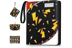 LUPORIA Trading Card Binder 4 Pocket,400 Pocket Card Collection Binder with 50 Removable Sleeves,PU Waterproof Top Card Book,3-Ring Zipper Collectible Trading Card Album for MTG/TCG/Card Holder Gift(Black)