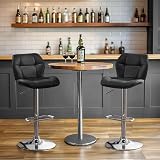 Yaheetech Bar Stool PU Leather Swivel Height Adjustable Backrest Counter Stool view 2