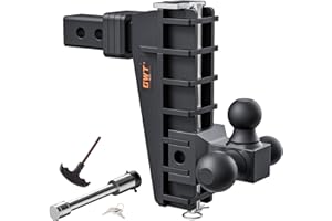 GWTAUTO Adjustable Trailer Hitch, Tri-Ball (1-7/8" x 2" x 2-5/16") Drop Hitch, Fits 2-Inch Receiver, 8 Inch Drop Hitch, 17000 LBS GTW-Class 3 Tow Hitch for Heavy Duty Truck, Black, Solid Ball Mount