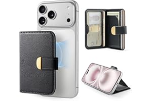 ESR Aura Clutch for MagSafe Wallet for Women, 5-Card Holder, RFID Blocking, MagSafe Sticker Included, Magnetic Wallet for iPhone 17/16/15/14/13/12 Series (not mini) and Select Samsung Devices, Black