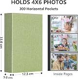 Vienrose Linen Photo Album 300 Pockets 6x4 Photos Black Inner Page Grassgreen view 2
