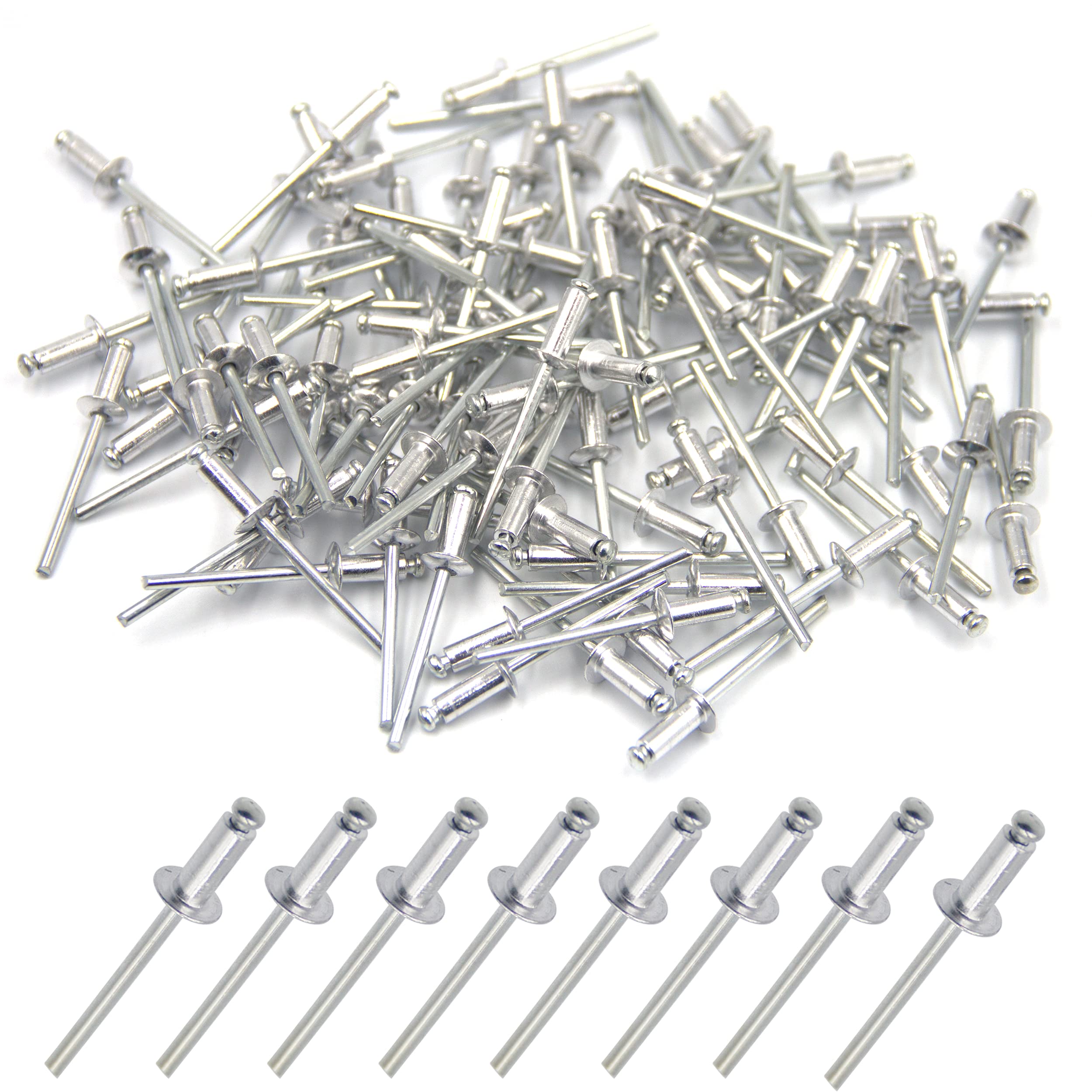 BESTYCHAO 100pcs Aluminium Blind Rivet, Open End Rivet Pop Rivet, Pack of 100 4mm x 12mm