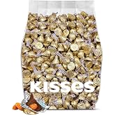 Kisses with Almonds Bulk Candy - 200 Pieces Individually Wrapped Almond Kisses Bulk Milk Chocolate in Gold Foils - Milk Chocolate Kisses Candy for Weddings, Party Favors and Candy Buffets - 2 Pounds