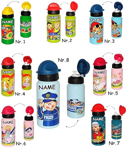 Belldessa Sportflasche / Trinkflasche - auslaufsicher - Fußball & Fußballspieler - incl. Name - aus Aluminium 420 ml - 0,4 Li