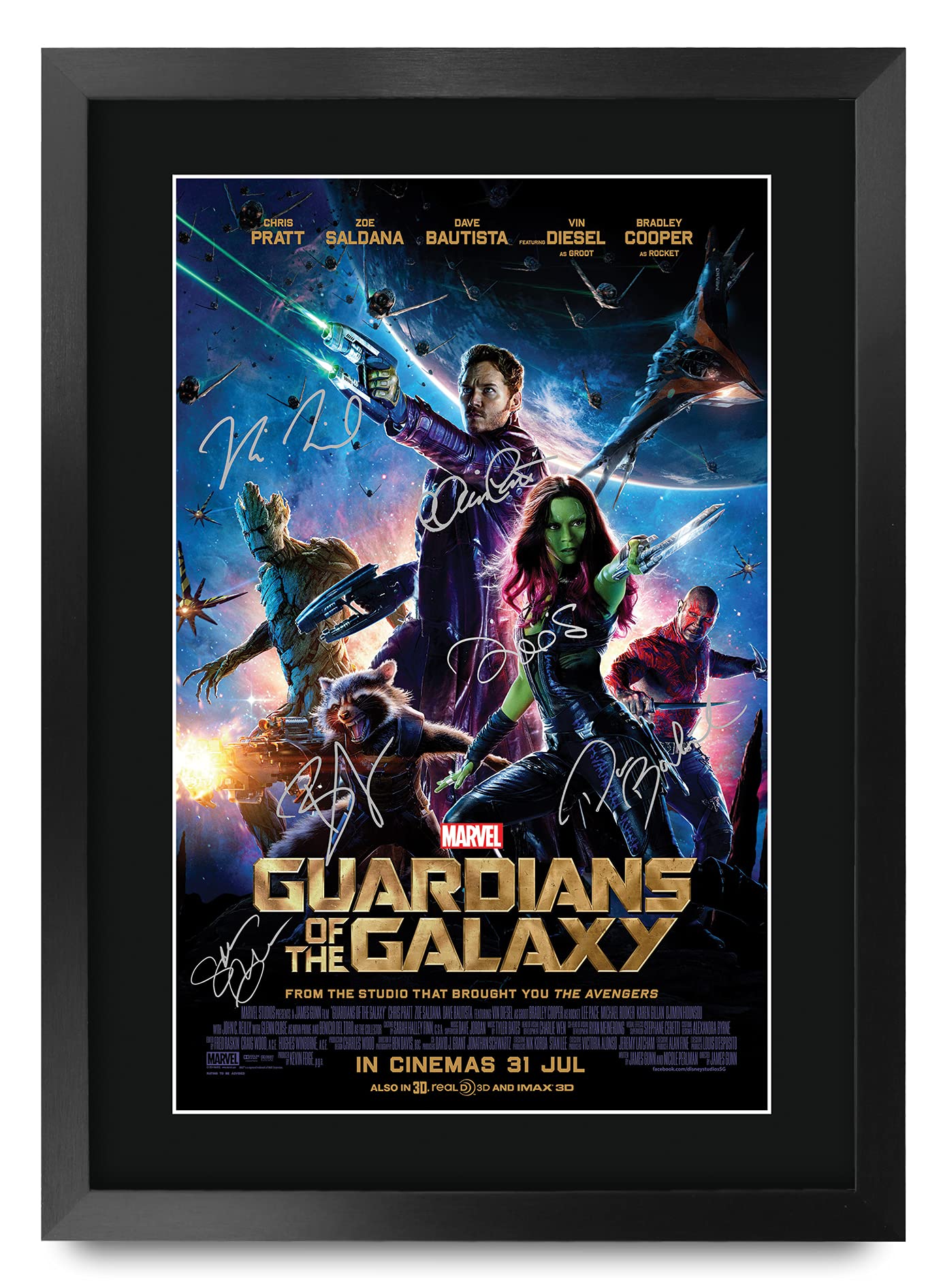 HWC Trading A3 FR Guardians of The Galaxy 1 Chris Pratt and Cast Gifts Printed Poster Signed Autograph Picture for Movie Memorabilia Fans - A3 Framed โ image 1