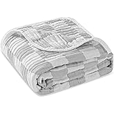 HardNok 6-Layer Muslin Baby Blanket Made with Organic Cotton - Classic Neutral Checkered, Swaddle & Crib Quilt, 43”x43”,Grey Checkered