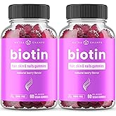 Sugar Free Biotin Gummies 10000mcg [High Potency] - Healthy Hair, Skin & Nails for Women, Men & Kids - 5000mcg in Each Gummy 