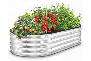 Utopia Home Galvanized Raised Garden Bed Kit 4x2x1ft, Planter Box Raised Garden Beds Outdoor, Easy Assembly Metal Raised Bed for Gardening Vegetables, Fruits, Flowers - Pack of 01 - Silver