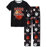 Beezizac Little Big Boys Pajamas Cozy Short Sleeves & Pants Cool 2-Piece PJ Set Kid Sleepwear Size 6-18