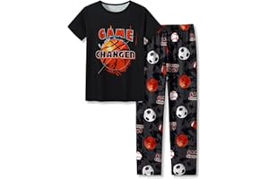 Beezizac Little Big Boys Pajamas Cozy Short Sleeves & Pants Cool 2-Piece PJ Set Kid Sleepwear Size 6-18