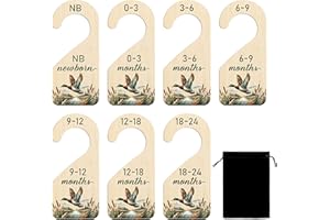 R HORSE Wooden Baby Closet Dividers - 8Pcs Mallard Duck Baby Closet Organizer Double-Sided Newborn Clothes Size Hanger Dividers Nursery Decor Birthday Gift for Boy Girl (0-24 Months)