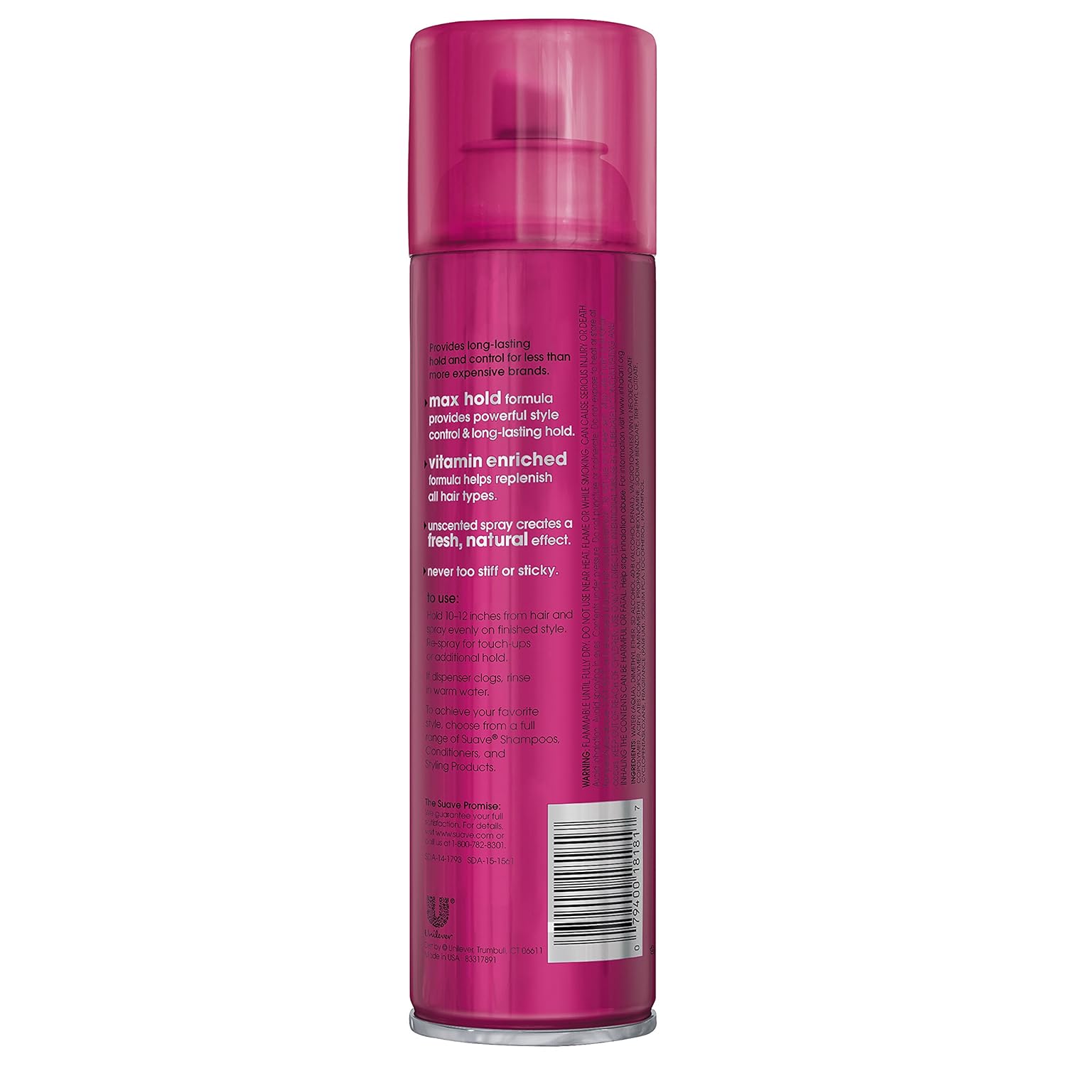 Suave Max Hold Unscented Hairspray, 11 oz : Hairspray : Beauty