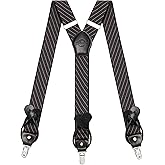 Kohentact Suspenders for Men with Clip & 6 Buttons 1.4in Y-Shape Stainless Steel