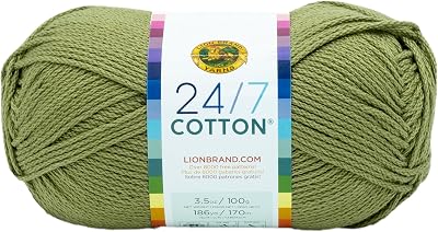 Lion Brand 24/7 Cotton Bay Leaf Yarn 185 yd Green 761-171 One Size