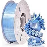 PINBALL Silk PLA 3D Printer Filament 1.75mm Shiny Silk Dual Color Filament 3D Printing PLA Filament Dimensional Accuracy +/- 0.02mm 1 KG Silk Dual Color Blue-Silver