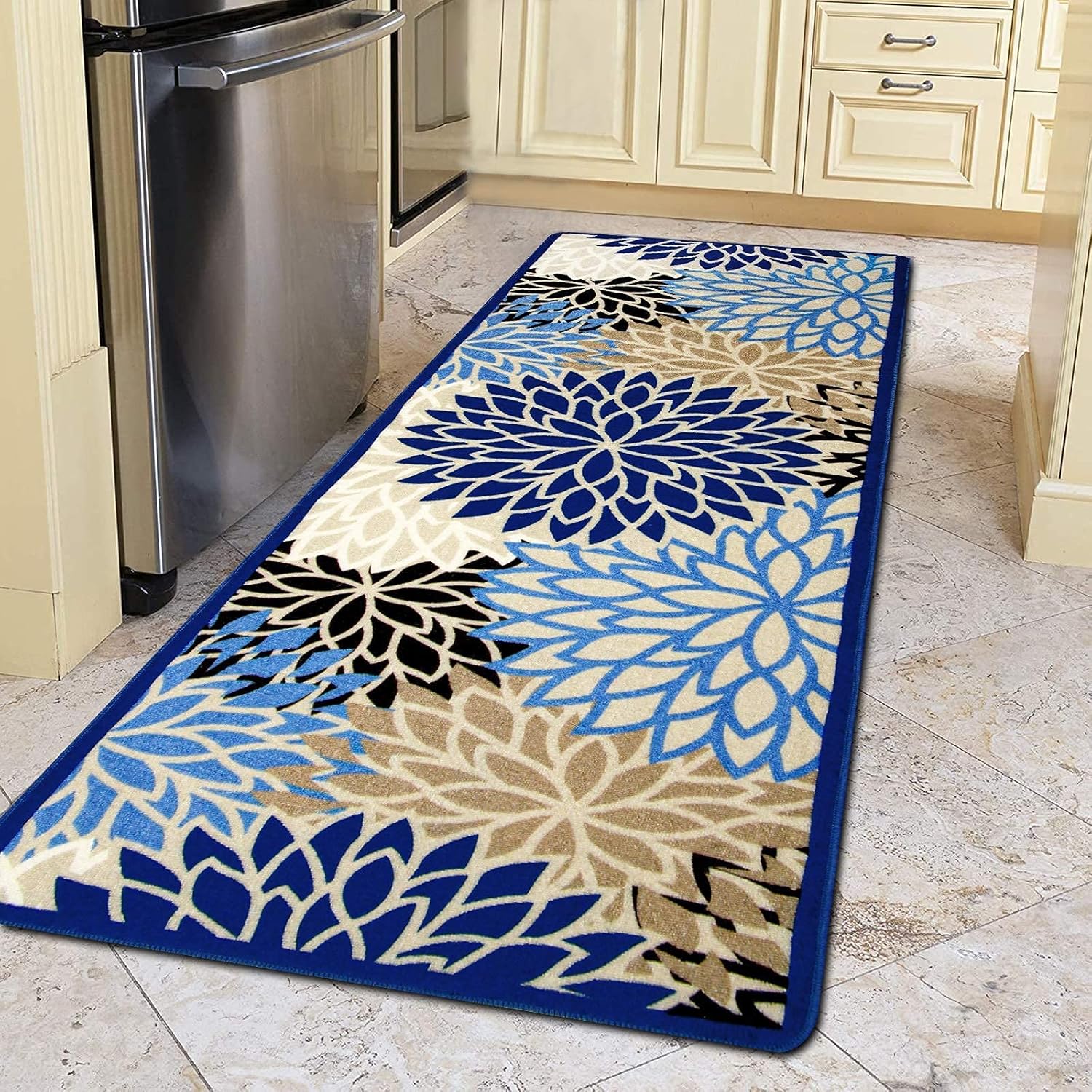 HEBE Floral Medallion Runner Rug 2'x6' Non Skid Washable Accent Distressed Throw Rugs Floor Carpet for Door Mat Laundry Room Entryway Hallways: Kitchen & Dining